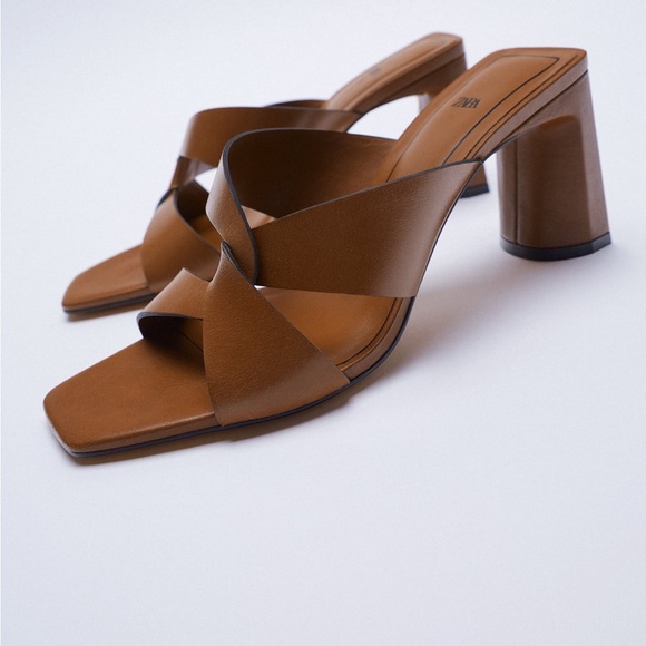 NWT Zara Leather Block Heel Sandals EU 40 / US Size 9 Airfit Technology SOLD OUT - Picture 8 of 12